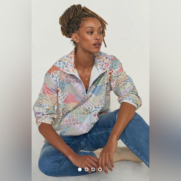 Anthropologie Tops - Anthropologie Carleen Patchwork Quarter-Zip Pullover, size M, new with tags